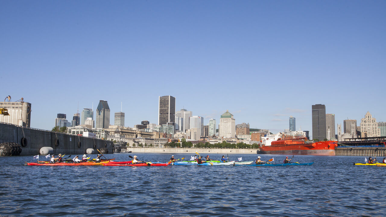 Les participants au Défi Kayak dans le Vieux-Port de Montréal © PRuel